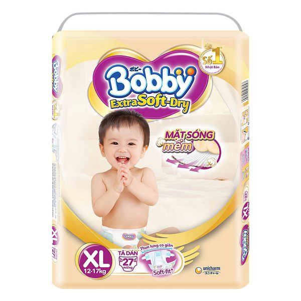 Tã Dán Siêu Mềm Bobby Extra Soft Dry Gói Lớn XL27 (27 Miếng)