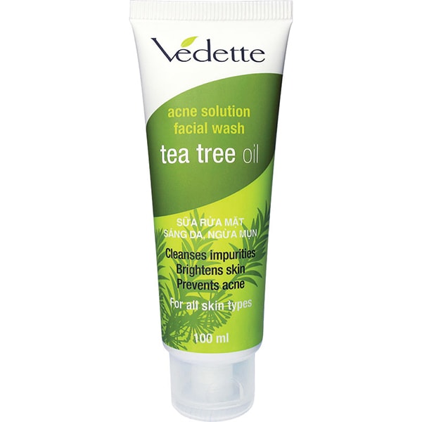 Sữa rửa mặt Vedette Tea Tree Oil được thiết kế theo dạng tuýp nhựa có nắp đậy