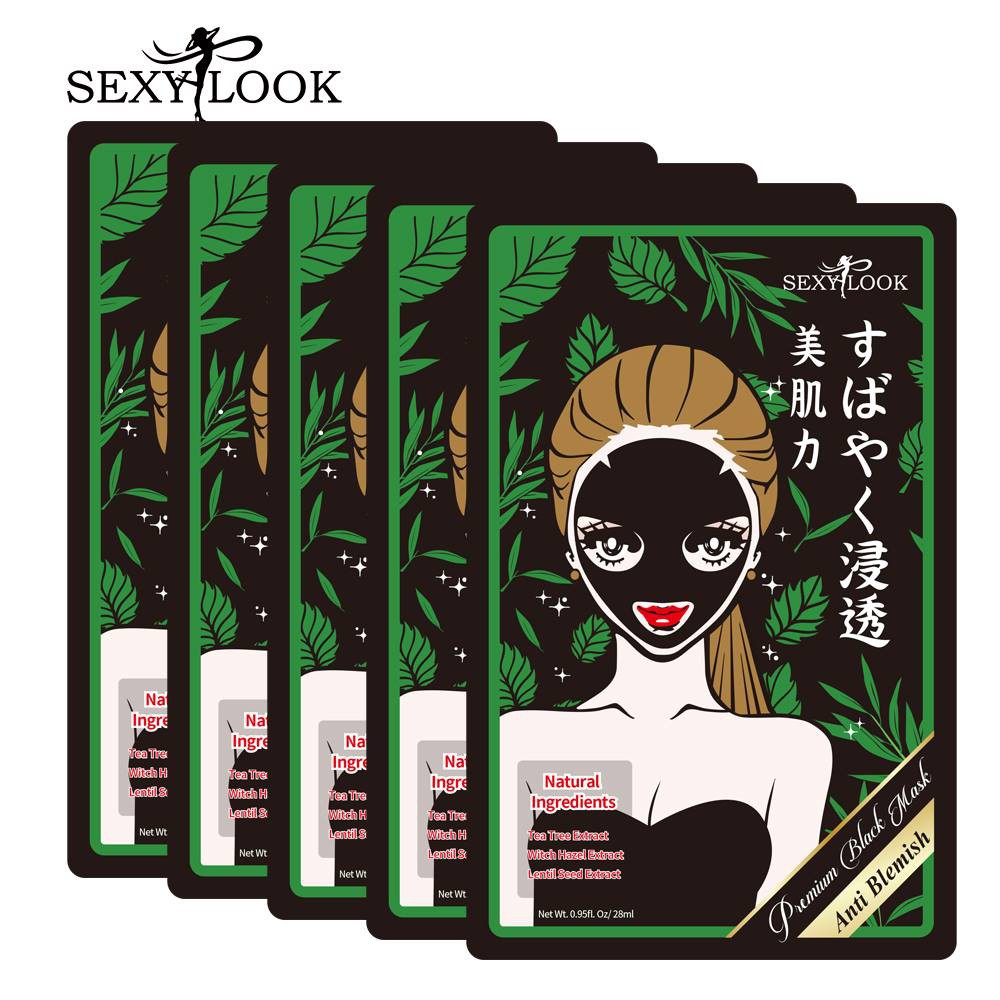 Bao bì của SEXYLOOK Tea Tree Anti Blemish Black Facial Mask bắt mắt