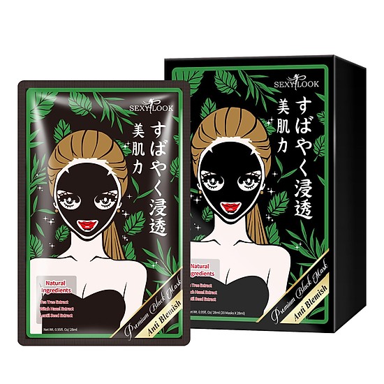 Thiết kế mặt nạ SEXYLOOK Tea Tree Anti Blemish Black Facial Mask