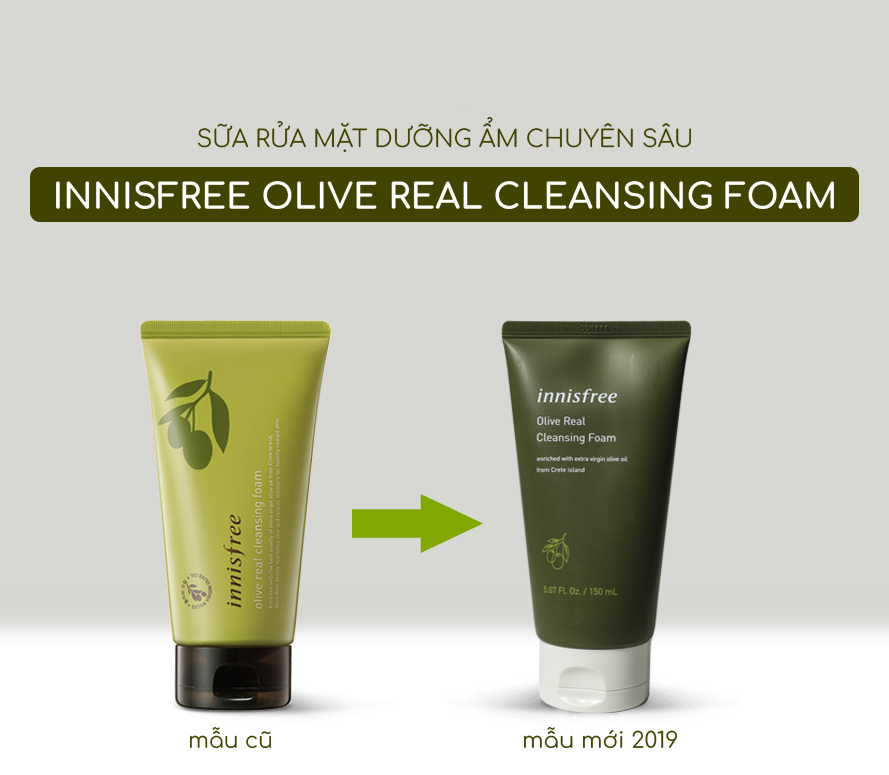 Mẫu mới 2019 - Sữa rửa mặt Innisfree Olive Real Cleansing Foam