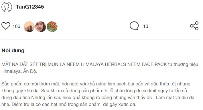 Review mặt nạ đất sét Neem Himalaya Herbals Neem Face Pack