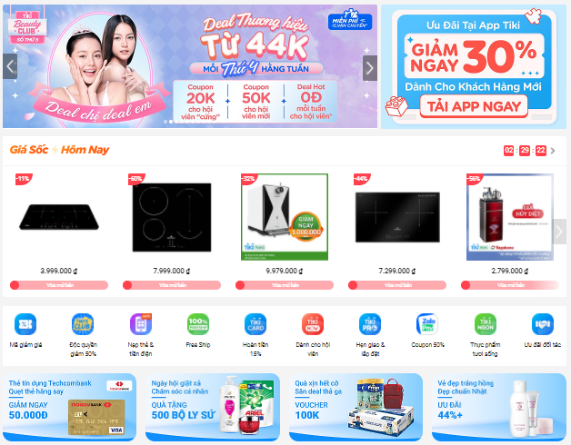 Tìm mã giảm giá Tiki từ các banner trên trang chủ Tiki.vn